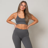 V Neck Sports Bra - Graphite