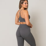 V Neck Sports Bra - Graphite