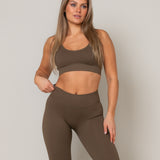 V Neck Sports Bra - Teak
