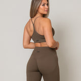 V Neck Sports Bra - Teak