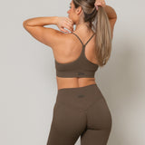 V Neck Sports Bra - Teak