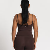 Lux Built-In Strappy Tank Top - Espresso