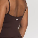 Lux Built-In Strappy Tank Top - Espresso