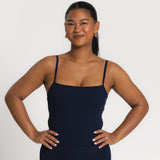 Lux Built-In Strappy Tank Top - Navy