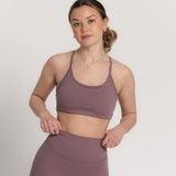 Sweat Strappy Back Bra - Black Plum