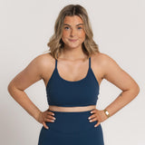 Sweat Strappy Back Bra - Midnight Blue