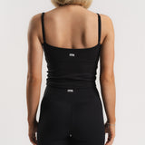 Lux Built-In Strappy Tank Top - Charcoal