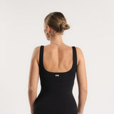 Lux Built-In Square Tank Top - Charcoal