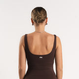 Lux Built-In Square Tank Top - Espresso