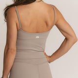 Lux Built-In Strappy Tank Top - Latte