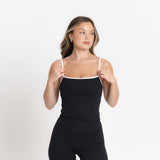 Lux Built-In Strappy Stripe Tank Top - Charcoal/Blanc