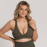 Lux Crossover Sports Bra - Olive