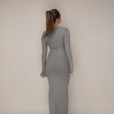 Ribbed long sleeve dress - Cloudy