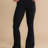 Flow Fold Over Flare Pants - Charcoal
