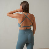 Sweat Strappy Back Bra - Sea Pine