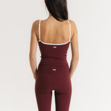 Lux Built-In Strappy Stripe Tank Top - Bordeaux/Blanc