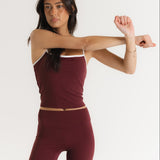 Lux Built-In Strappy Stripe Tank Top - Bordeaux/Blanc