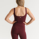 Lux Built-In Square Tank Top - Bordeaux