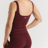 Lux Built-In Square Tank Top - Bordeaux