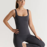 Lux Built-In Square Tank Top - Slate Grey