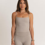 Lux Built-In Strappy Tank Top - Charcoal