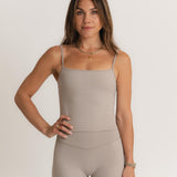 Lux Built-In Strappy Tank Top - Charcoal