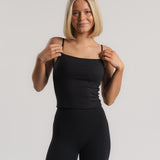 Lux Built-In Strappy Tank Top - Charcoal