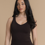 Flow V-cut Tank Top - Dark Cacao