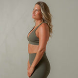 Lux Crossover Sports Bra - Olive