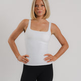 Lux Built-In Square Tank Top - Blanc