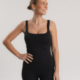 Lux Built-In Square Tank Top - Charcoal