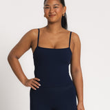 Lux Built-In Strappy Tank Top - Navy